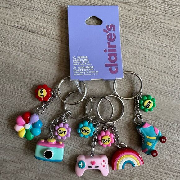 Claire’s Retro Kidcore BFF Trinket Charms Keychain Set - 5 Pieces - NEW NWT - Picture 1 of 4